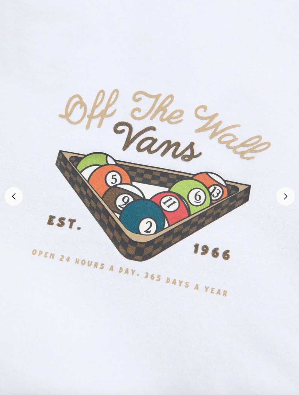 Vans Off The Wall Pool Table Graphic Tee - Size M